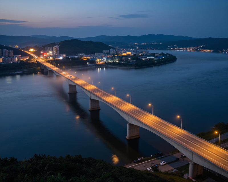 New Yalu River Bridge at Twilight